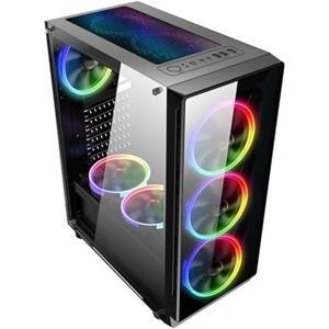 NaviaTec Vortex V3 Gaming case with 4x RGB Fans, Real Glass Side