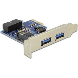 DeLock PCI Express Card > 2 x external USB 3.0 + 1 x internal 19 pin USB 3.0 - USB adapter - 3 ports