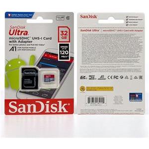SanDisk Ultra microSDHC 32GB + SD Adapter 120MB/s A1 Class 10 UHS-I