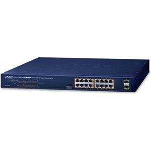 Planet 18-Port 16x 1GbE 802.3at PoE 2-Port 1000X SFP Gigabit Ethernet Unmanaged Switch (240W)