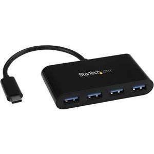 StarTech.com 4-Port USB-C Hub - Portable USB-C to 4x USB-A Hub - Bus-Powered USB 3.1 Gen 1 Type-C Hub - USB 3.0 Port Expander (HB30C4AB) - hub - 4 ports