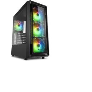 Sharkoon TK4 RGB Midi Tower ATX kućište bez napajanja, prozirna bočna stranica, prednji/stražnji ventilatori 4×120mmi, crno