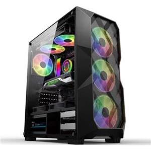 NaviaTec Raptor Gaming case with 4x RGB Fans, Tempered Glass Side, Mesh front panel