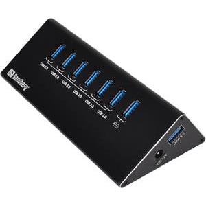 HUB 7Port Sandberg SuperSpeed aktiv mit Netzteil Black