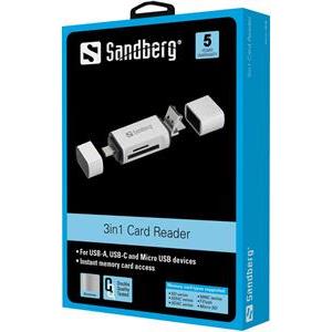 Sandberg USB-C, USB-A and micro-USB card reader