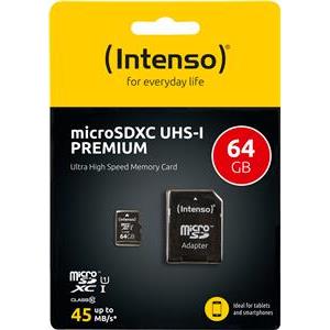 Intenso 64GB microSDXC UHS-I Class 10 Premium memory card