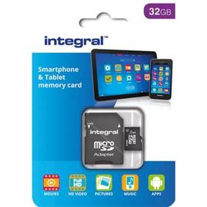 INTEGRAL 32GB SMARTPHONE & TABLET MICRO SDHC class10 UHS-I U1 90MB / s MEMORY CARD + SD ADAPTER