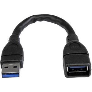 6in Short USB 3.0 Extension Adapter Cable (USB-A Male to USB-A Female) - USB 3.1 Gen 1 (5Gbps) Port Saver Cable - Black (USB3EXT6INBK) - USB extension cable - USB Type A to USB Type A - 1