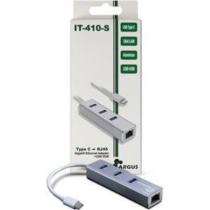 HUB 3Port Inter-Tech Argus IT-410-S 1x RJ45 Gigabit Lan passiv Silver