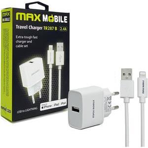 MAXMOBILE KUĆNI PUNJAČ SET 2U1 IPHONE LIGHTNING-USB 2.4A MFI Apple TR287B