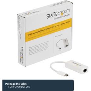 StarTech.com USB C to Gigabit Ethernet Adapter - White - USB 3.1 to RJ45 LAN Network Adapter - USB Type C to Ethernet (US1GC30W) - network adapter