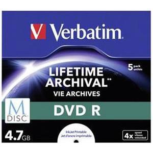 Medij DVD+R Verbatim 4x, 4.7GB, M-Disc, Printable, komad