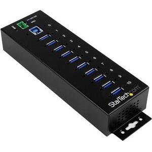 StarTech.com 10 Port USB 3.0 Hub - Industrial Grade - ESD/Surge Protection - Powered & Mountable USB Expander Hub (ST1030USBM) - hub - 10 ports
