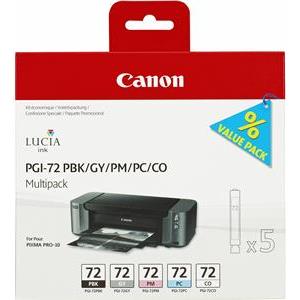 Canon PGI-72 PBK/GY/PM/PC/CO Multipack - 5-pack - gray, photo black, photo cyan, photo magenta, chroma optimizer - original - ink tank