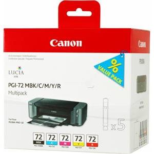 Canon PGI-72 MBK/C/M/Y/R Multipack - 5-pack - yellow, cyan, magenta, red, matte black - original - ink tank