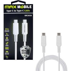 MAXMOBILE DATA KABEL TYPE C-TYPE C UDC3028 KEVLAR WHITE QC 3A 1m