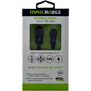 MAXMOBILE DATA KABEL MICRO USB DOUBLE SIDED FLAT crni 2m