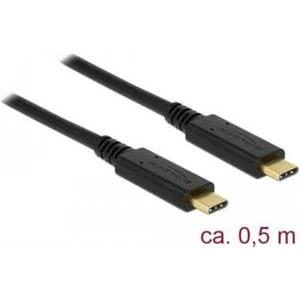 DeLOCK 83042 USB 3.1 Gen 2 (10 Gbps) Kabel PD 3 A E-Marker USB Typ-C Stecker auf USB Typ-C Stecker 0.5m schwarz