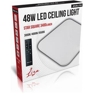 Ceiling LED light, square, 48W OPAL + remote control