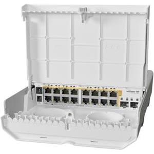 MikroTik (CRS318-16P-2S OUT) outdoor 18 port switch with 16 Gigabit PoE-out ports and 2 SFP