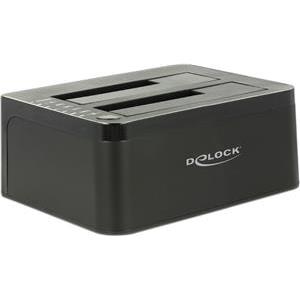 Docking station DELOCK, Dvostruka priključna stanica SATA HDD > USB 3.0 s funkcijom kloniranja, crni 