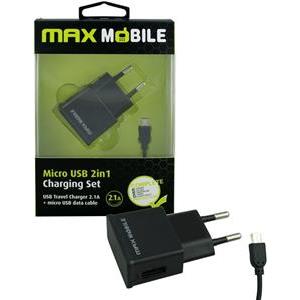 MAXMOBILE KUĆNI PUNJAČ SET 2U1 USB+ MICRO DATA KABEL 2.4A