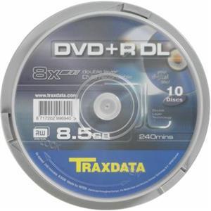 DVD+R DL Traxdata CAKE 10, Silver, Kapacitet 8, 5 GB, 10 komada cake, Brzina 8x