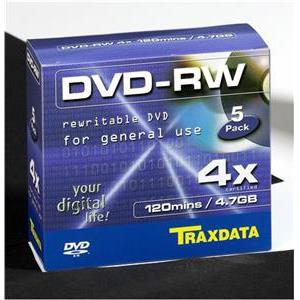 DVD-RW Traxdata BOX 5, Silver, Kapacitet 4,7 GB, 5 komada box, Brzina 4x