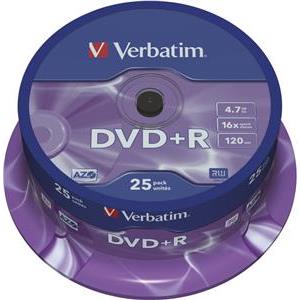 DVD+R Verbatim Matt Silver, Kapacitet 4.7GB, 25 komada, Brzina 16×