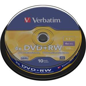 DVD+RW Verbatim, Kapacitet 4.7GB, 10 komada spindle, Brzina 4×