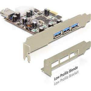 Kontroler PCI-E, DELOCK, USB 3.0 3+1 porta, low profile bracket