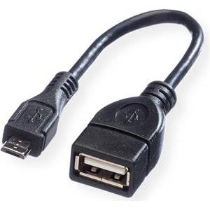 USB kabel 0,15m, Roline AF - Micro BM, crni