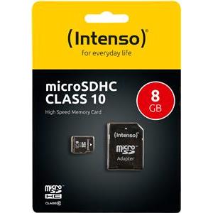 8GB Intenso MicroSDHC 20MB/s +Adapter
