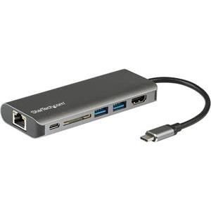 StarTech.com USB C Multiport Adapter - USB Type-C Travel Dock to 4K HDMI, 3x USB Hub, SD, GbE, 60W PD 3.0 Pass-Through - Mini Laptop Dock - docking station - USB-C
