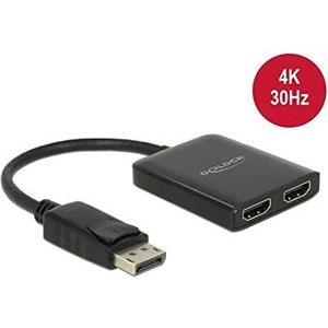 Delock Displayport 1.2 Splitter 1 x Displayport in > 2 x HDMI out 4K 30 Hz - video/audio splitter - 2 ports