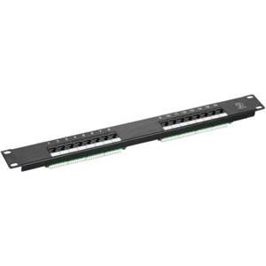 NaviaTec Cat6 Unshielded 16-Port Patch Panel, Black