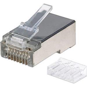 Modularni utikač RJ45 Cat.6 STP, s kab. uvodnicom, za meki i tvrdi kabel AWG22-26, pak. 90 kom.