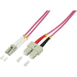 Opt. prespojni kabel LC/SC duplex 50/125µm OM4, LSZH, ljubičasti, 1,0 m