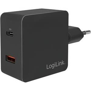 USB punjač 1xUSB-A 18W QC 3.0 + 1xUSB-C 18W PD 3.0, crni