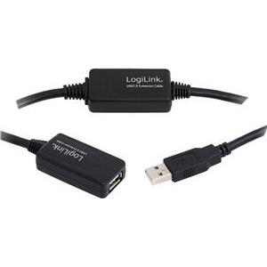 USB 2.0 kabel A->A M/Ž 15,0 m, aktivni, crni