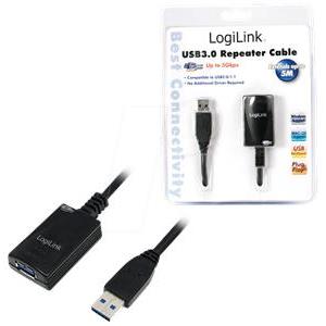 USB 3.0 kabel A->A M/Ž 5,0 m, aktivni, crni