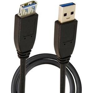 USB 3.0 kabel A->A M/Ž 2,0 m, dvostruko oklopljen, crni