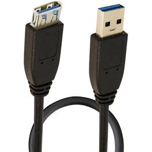 USB 3.0 kabel A->A M/Ž 1,0 m, dvostruko oklopljen, crni