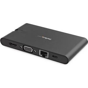 StarTech.com USB C Multiport Adapter - USB Type-C Mini Dock with HDMI 4K or VGA Video - 100W PD Passthrough, 3x USB 3.0, GbE, SD & MicroSD - external video adapter - black