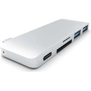 Satechi Aluminium TYPE-C Passthrough USB Hub (3x USB 3.0,MicroSD) - Silver