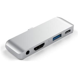 Satechi Aluminium TYPE-C Mobile Pro Hub (HDMI 4k,1x Jack 3mm,1x USB-A,1x USB-C) - Silver