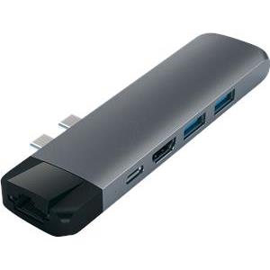 Satechi Aluminium TYPE-C PRO Hub (HDMI 4K,PassThroughCharging,1x USB3.0,1xSD,Ethernet) - Space Gray