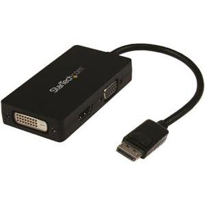 StarTech.com 3 in 1 DisplayPort Multi Video Adapter Converter - 1080p DP Laptop to HDMI VGA or DVI Monitor or Projector Display (DP2VGDVHD) - video converter - black
