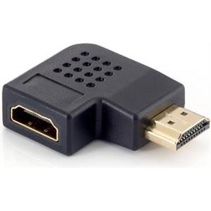 Adapter HDMI A M -> A Ž, kutni 90° horizontalno, crni
