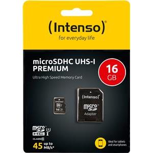 Intenso 16GB microSDXC UHS-I Class 10 Premium memory card